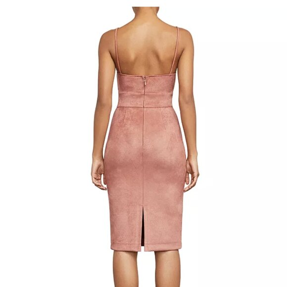 Women BCBGMAXAZRIA Alese Faux-Suede Dress Knee Length in Rose Pink Size Small - Picture 2 of 11